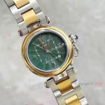 Replica Cartier Pasha Deep Green Dial 2-Tone Gold Watch With Arabic Markers